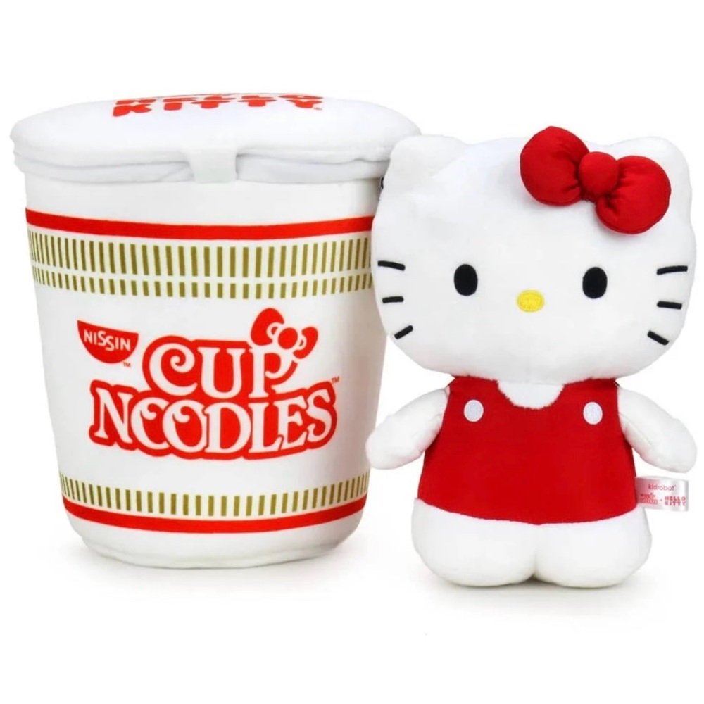 Nissin Cup Noodles x Hello Kitty by Kidrobot Fork & Bow Interactive Plush NEW